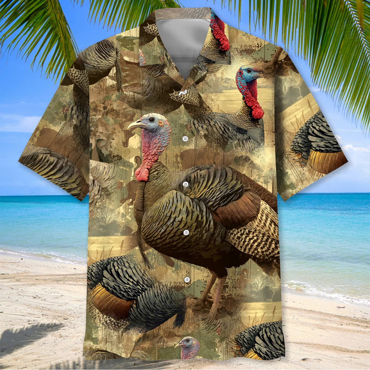 Turkey Hunting Camo Hawaiian Shirt, custom shirt gift for men (view 2)