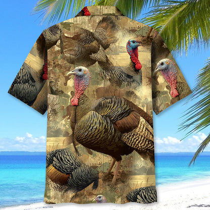 Turkey Hunting Camo Hawaiian Shirt, custom shirt gift for men (view 4)
