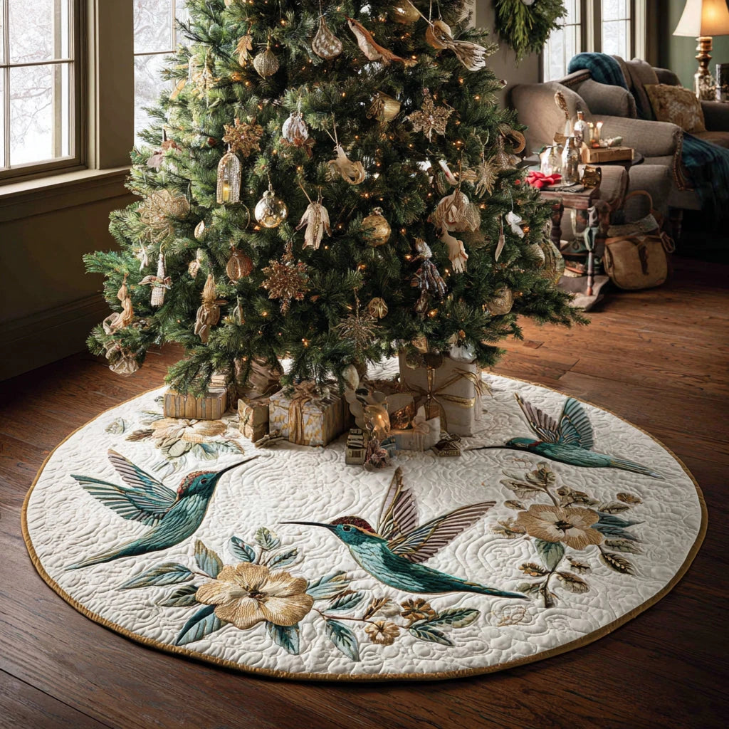 Turquoise Spirit Christmas Quilted Tree Skirt