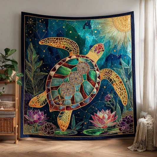 Turtle Bloom Ocean Quilt Blanket