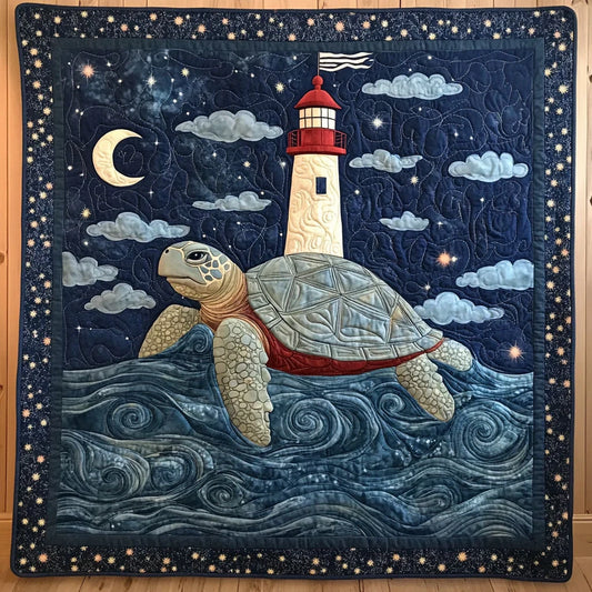 Turtle Carrying Lighthouse Quilt Blanket