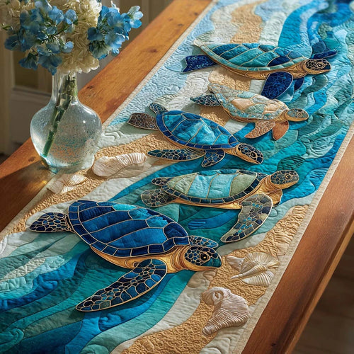 Turtle Harmony Quilted Table Runner