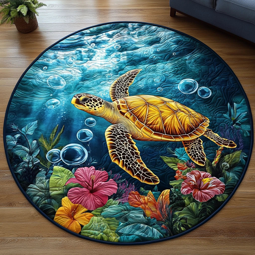 Turtle Haven Quilted Round Mat