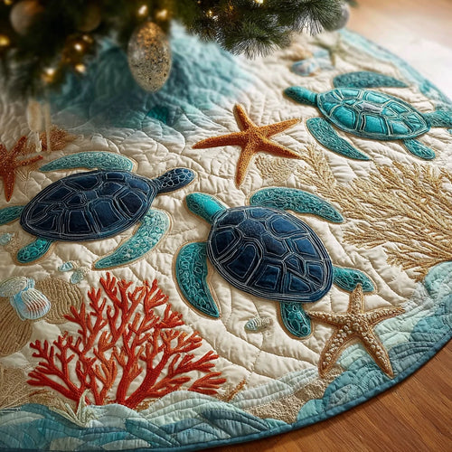 Turtle Journey Christmas Quilted Tree Skirt