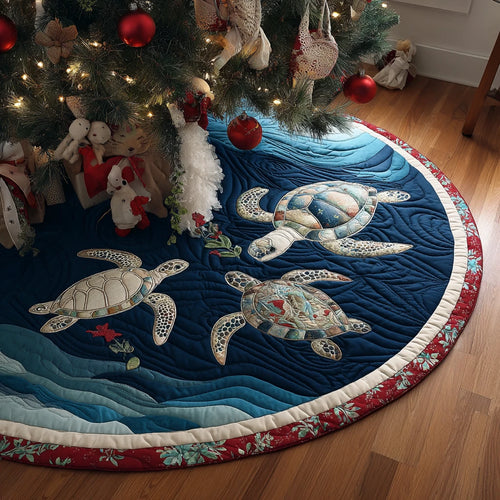 Turtle Waves Christmas Quilted Tree Skirt