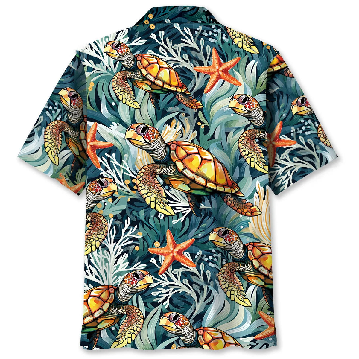 Turtle Coral Starfish Hawaiian Shirt, custom shirt gift for men (view 2)