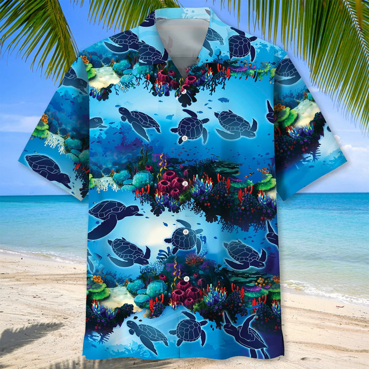 Turtle Ocean Hawaiian Shirt, custom shirt gift for men