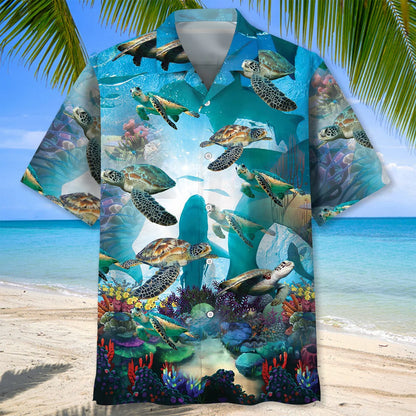 Turtle Shark Hawaiian Shirt, custom shirt gift for men