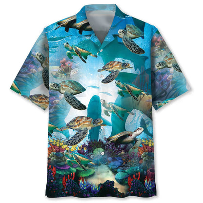 Turtle Shark Hawaiian Shirt, custom shirt gift for men (view 2)