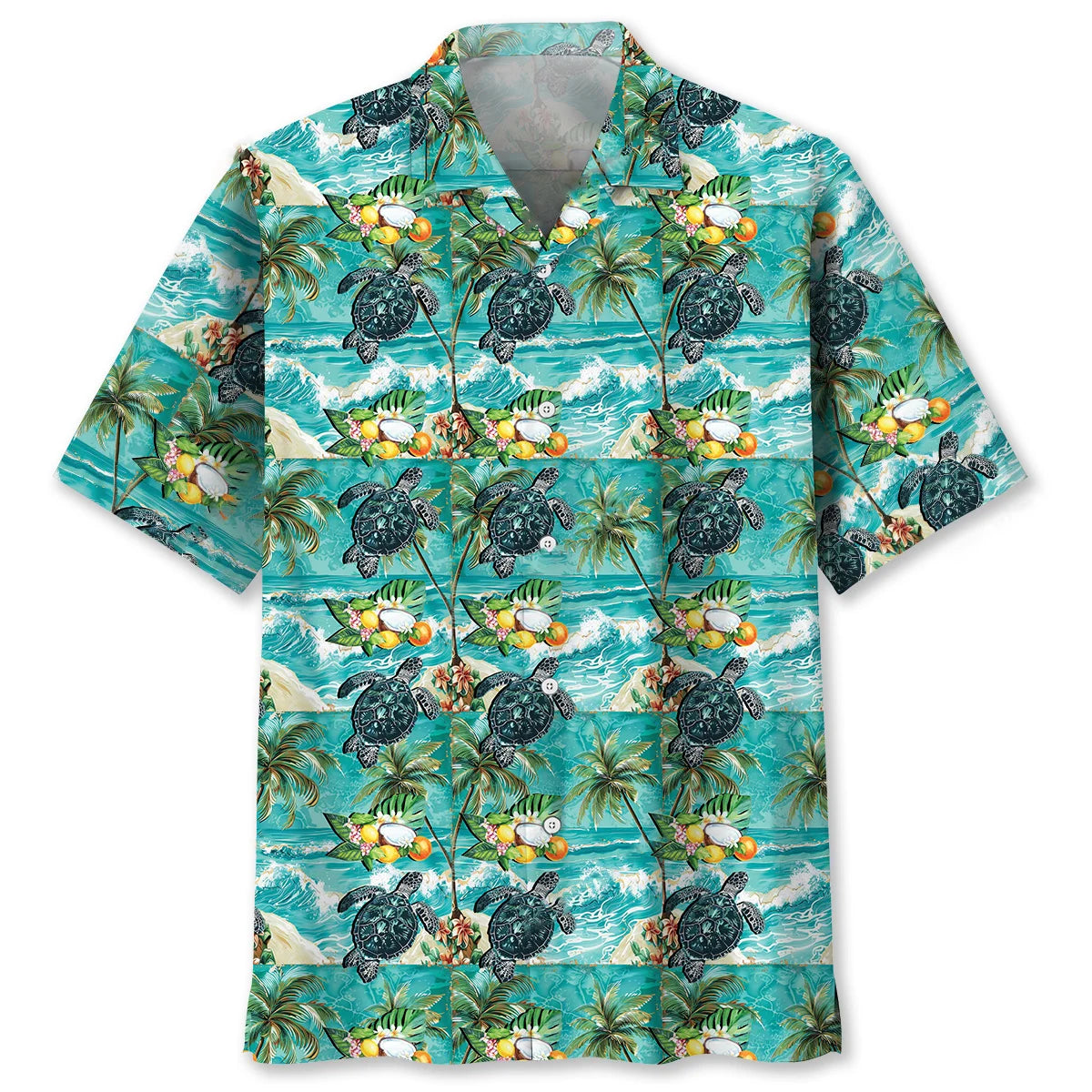 Turtle Tropical Beach Hawaiian Shirt, custom shirt gift for men (view 4)