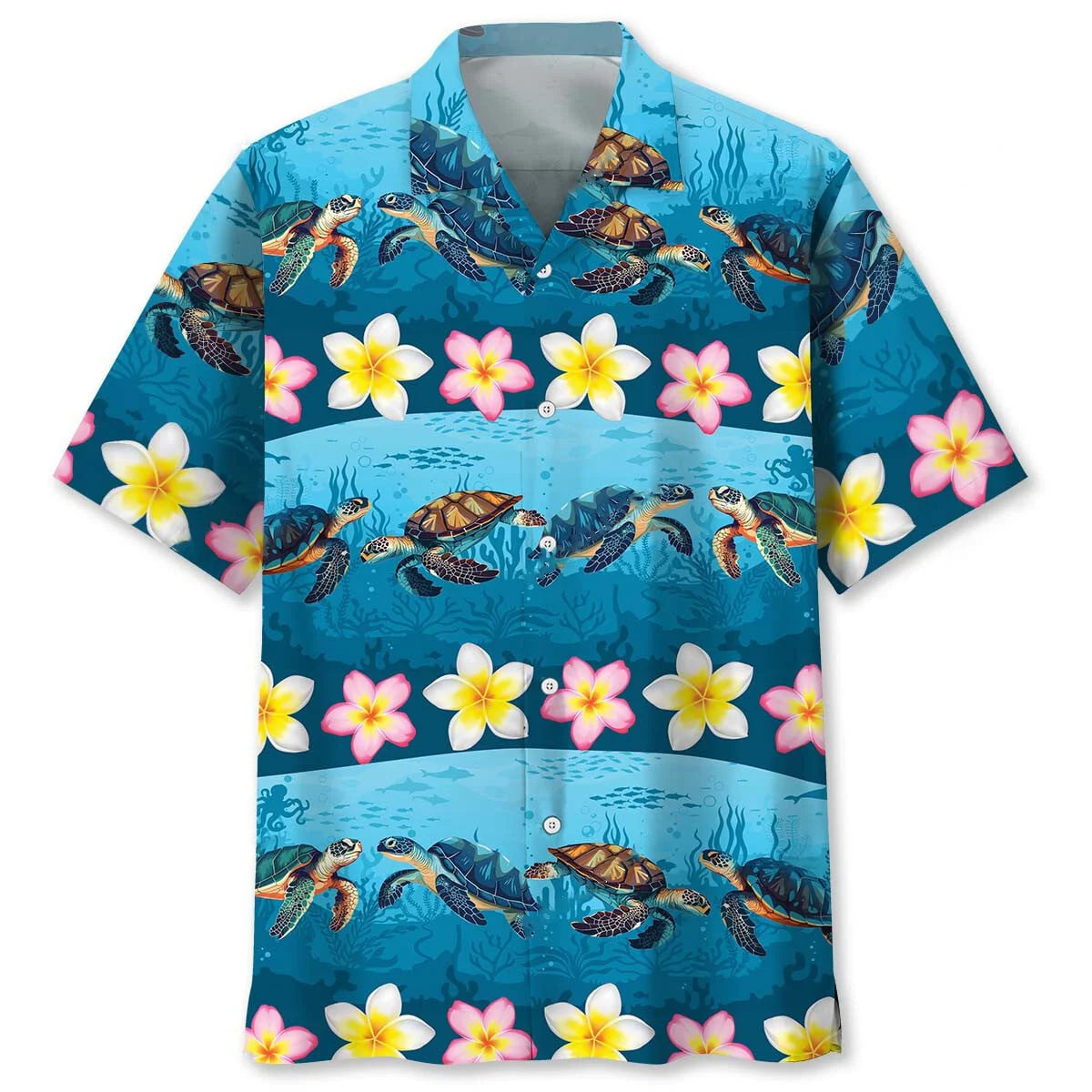 Turtle Under Sea Tropical Hawaiian Shirt, custom shirt gift for men (view 2)