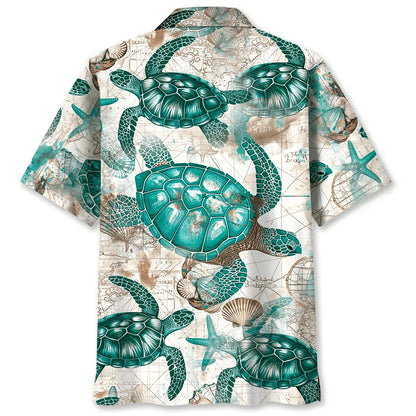 Turtle Vintage Hawaiian Shirt, custom shirt gift for men (view 2)