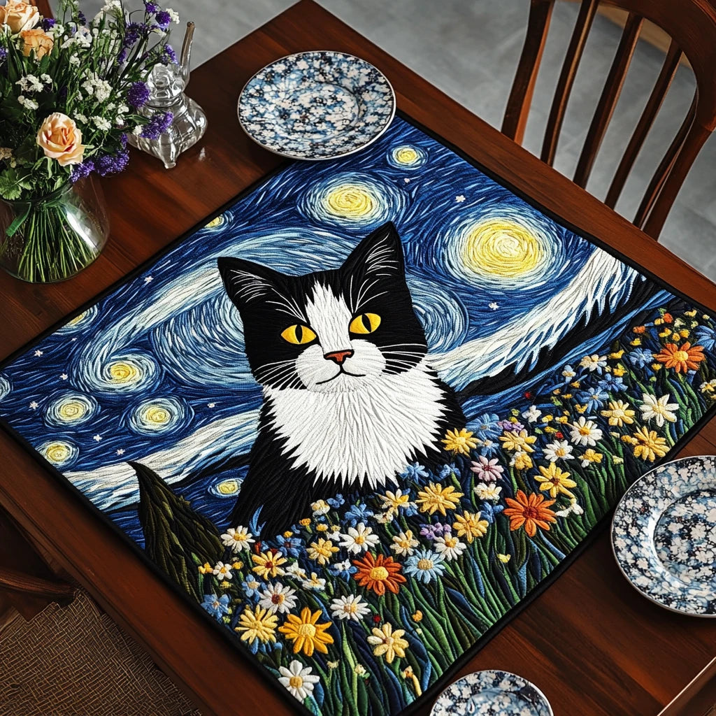 Twilight Cat Quilted Table Topper