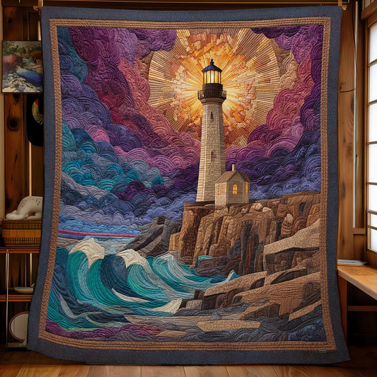 Twilight Lighthouse Quilt Blanket