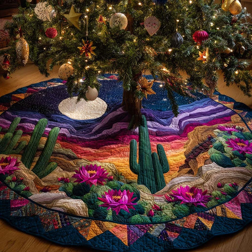 Twilight Oasis Cactus Quilted Tree Skirt