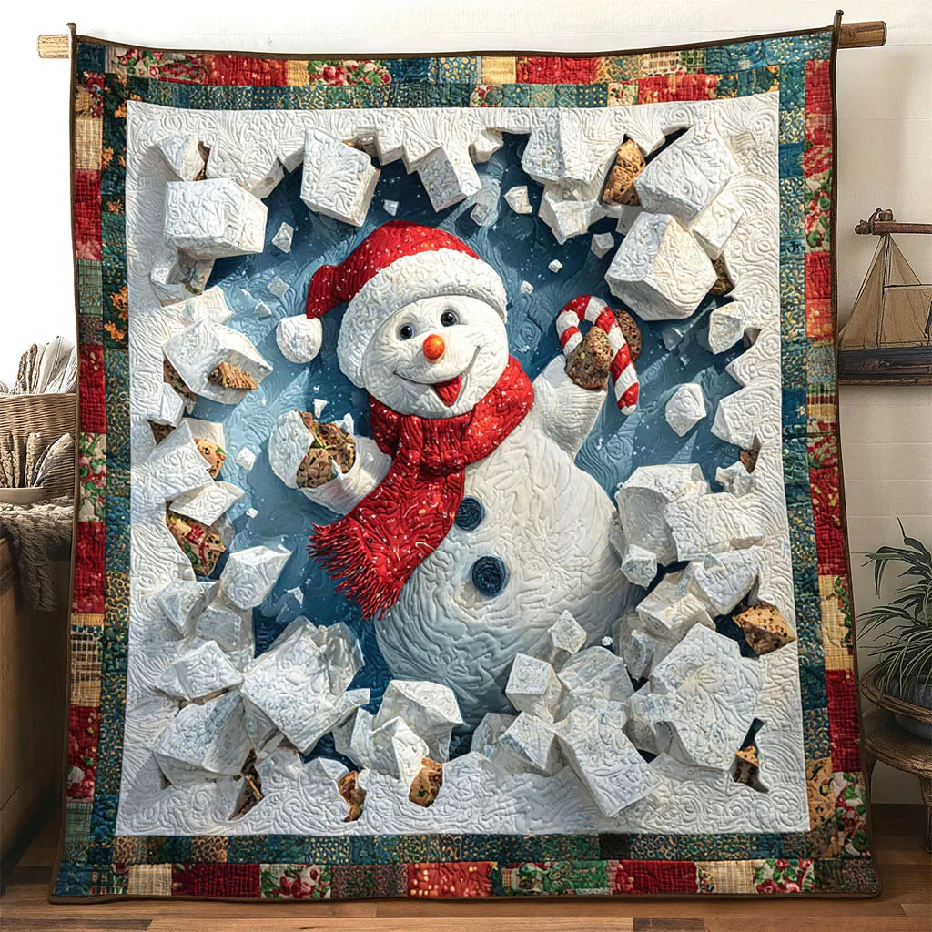 Twinkle Frost Snowman Quilt Blanket