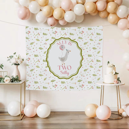 Silly Goose 2nd Birthday Tapestry Personalized Two Silly Goose Party Backdrop Custom Name Birthday Banner, personalized bi...