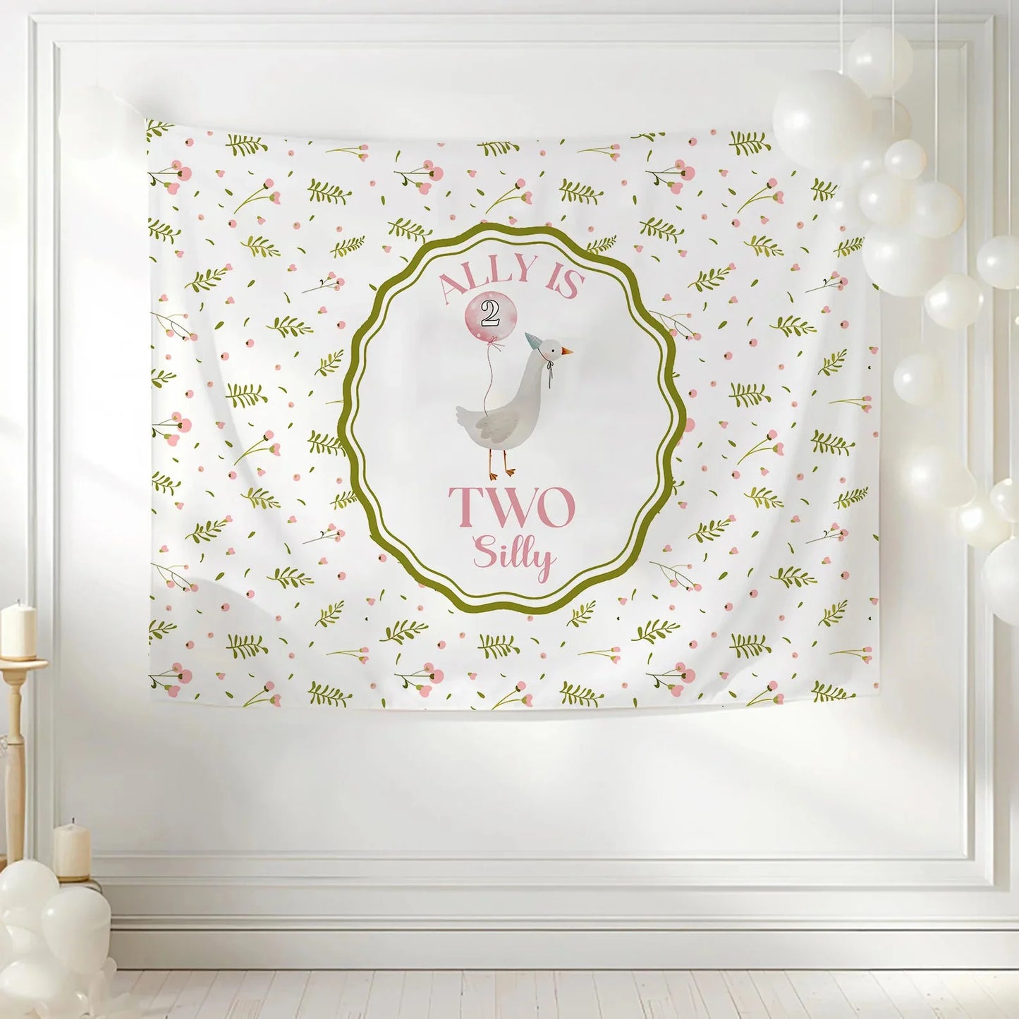 Silly Goose 2nd Birthday Tapestry Personalized Two Silly Goose Party Backdrop Custom Name Birthday Banner, personalized bi...