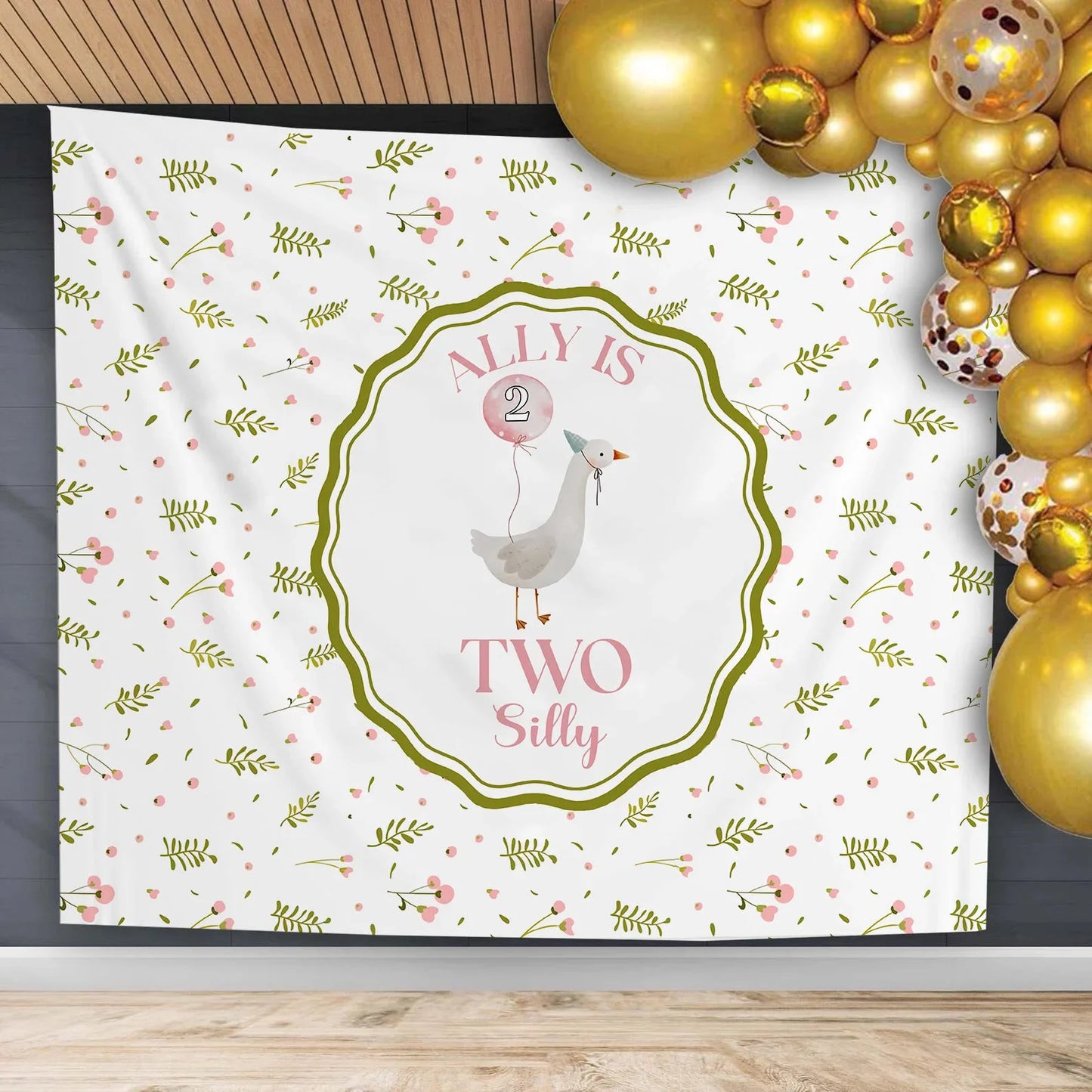 Silly Goose 2nd Birthday Tapestry Personalized Two Silly Goose Party Backdrop Custom Name Birthday Banner, personalized bi...