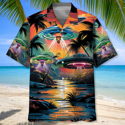 Ufo on the Beach Hawaiian Shirt, custom shirt gift for men