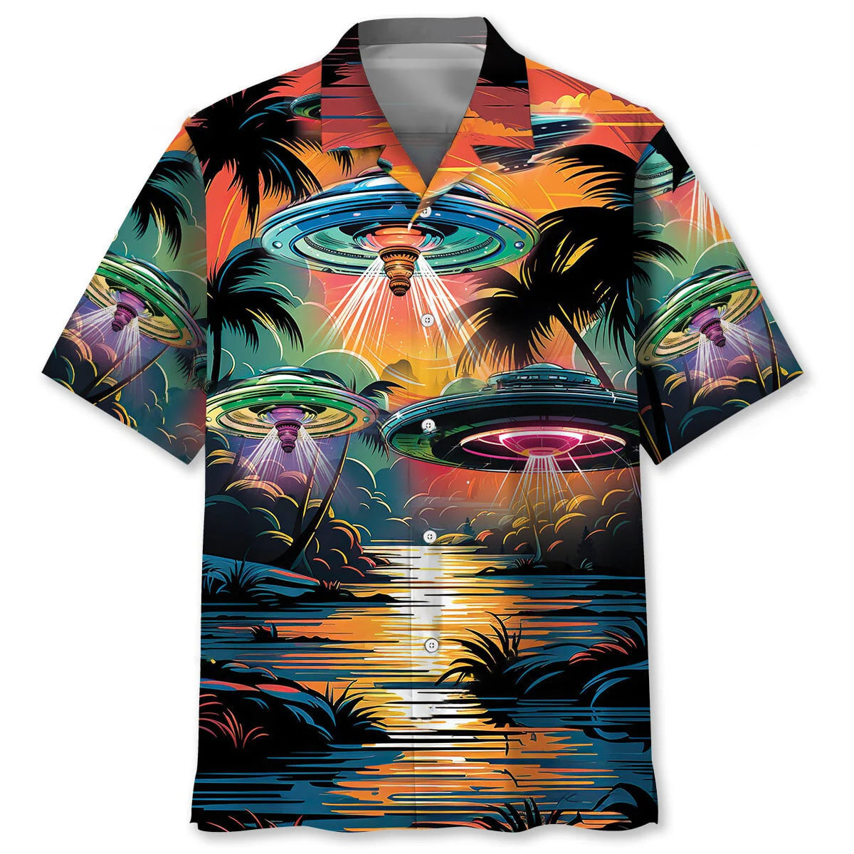 Ufo on the Beach Hawaiian Shirt, custom shirt gift for men (view 2)