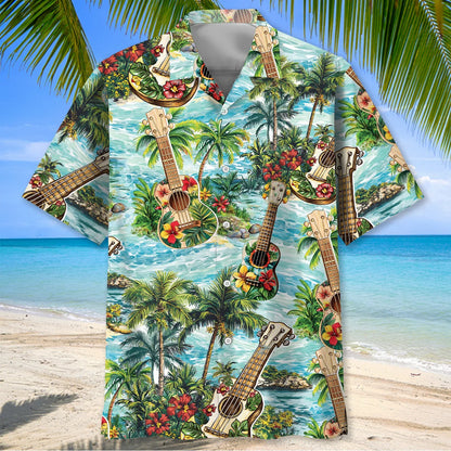 Ukulele Beach Hawaiian Shirt, custom shirt gift for men (view 2)