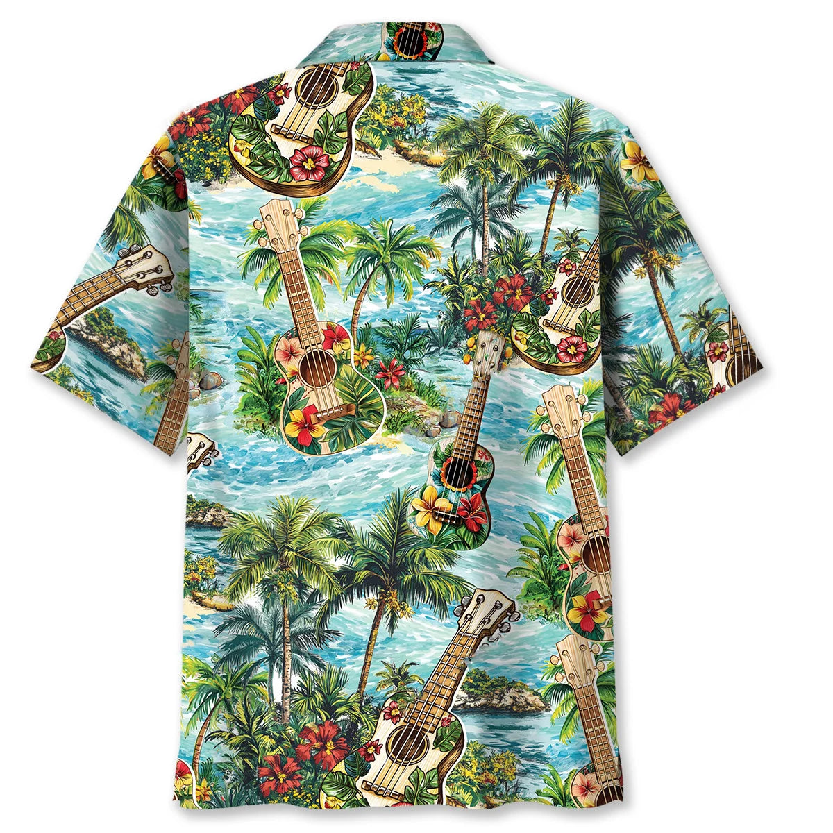 Ukulele Beach Hawaiian Shirt, custom shirt gift for men (view 3)