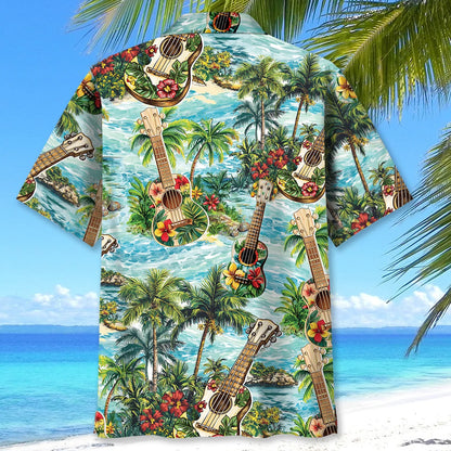 Ukulele Beach Hawaiian Shirt, custom shirt gift for men (view 4)