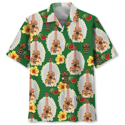 Ukulele Summer Hawaiian Shirt, custom shirt gift for men