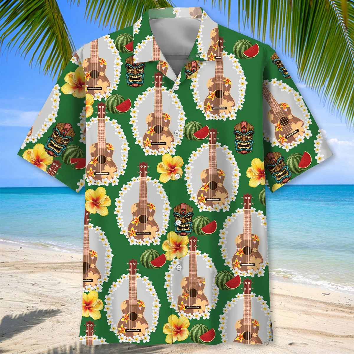 Ukulele Summer Hawaiian Shirt, custom shirt gift for men (view 2)