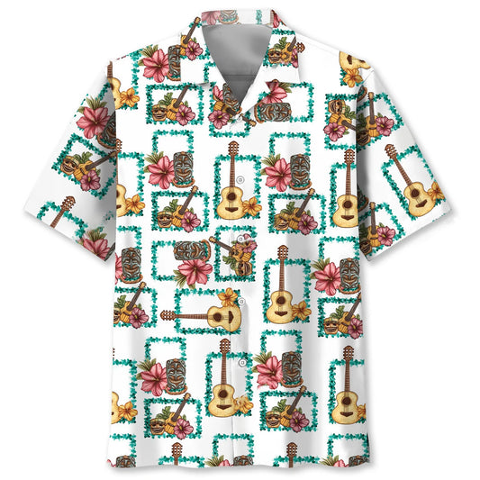 Ukulele Tiki Aloha Hawaiian Shirt, custom shirt gift for men