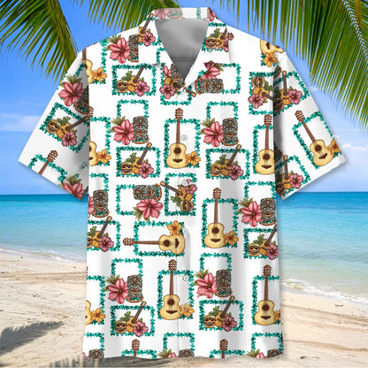 Ukulele Tiki Aloha Hawaiian Shirt, custom shirt gift for men (view 2)