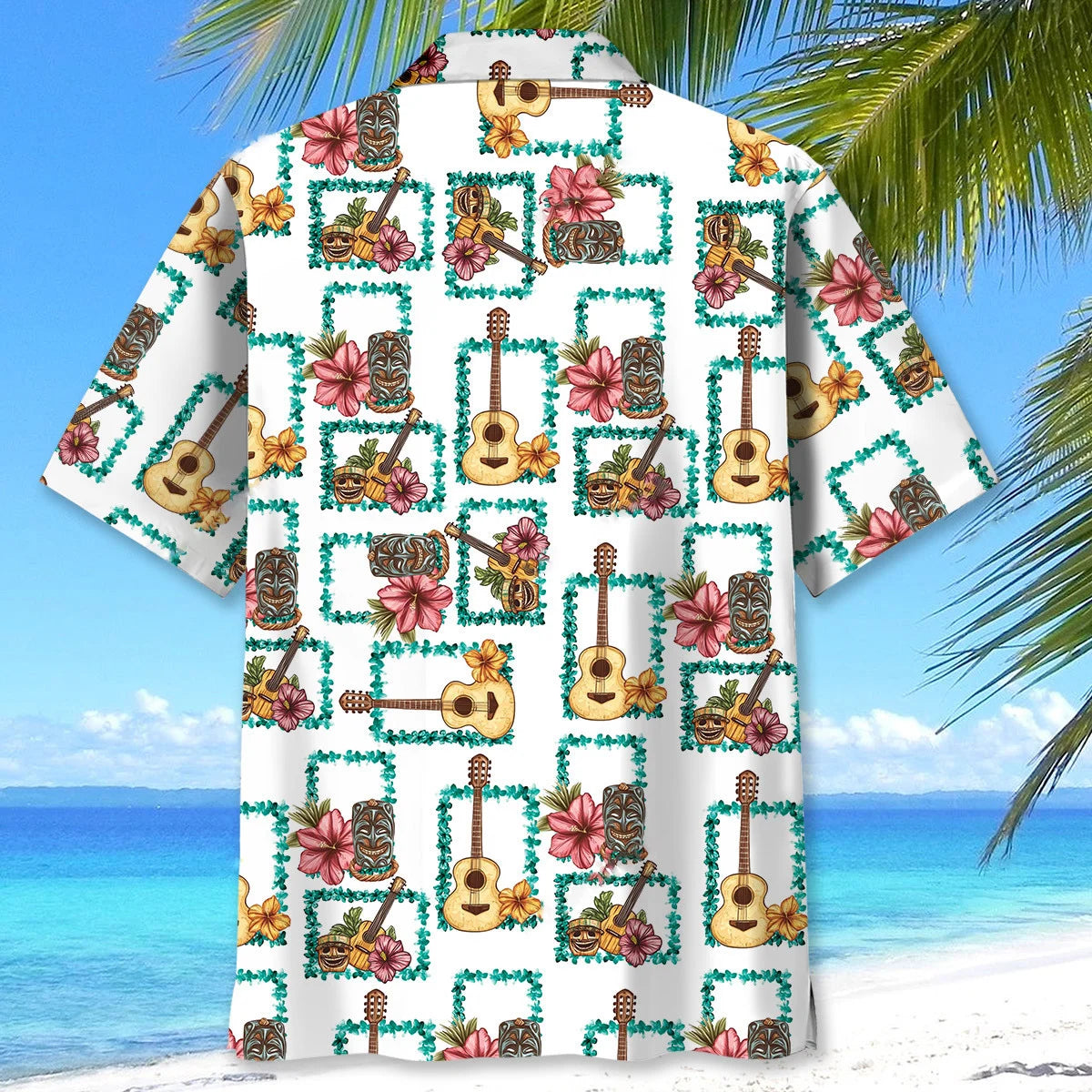 Ukulele Tiki Aloha Hawaiian Shirt, custom shirt gift for men (view 4)