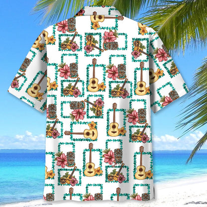 Ukulele Tiki Aloha Hawaiian Shirt, custom shirt gift for men (view 4)