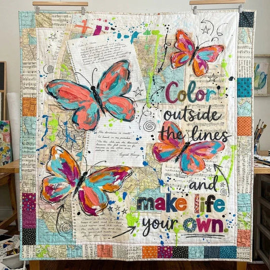Unbound Butterfly Quilt Blanket - Quilted Blanket by OtterMia