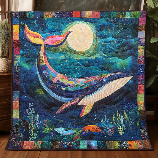 Under The Moon Whale Quilt Blanket