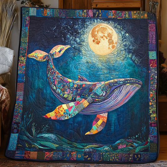Under The Moon Whale Quilt Blanket