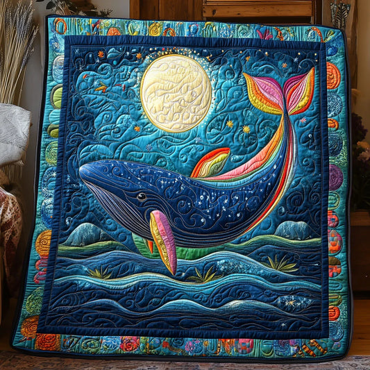 Under The Moon Whale Quilt Blanket