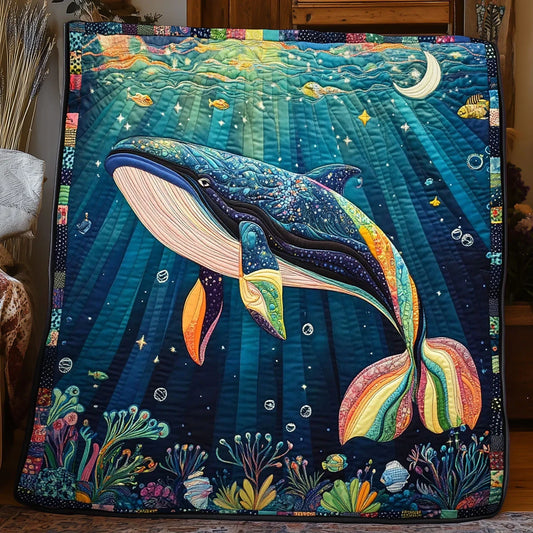 Under The Moon Whale Quilt Blanket