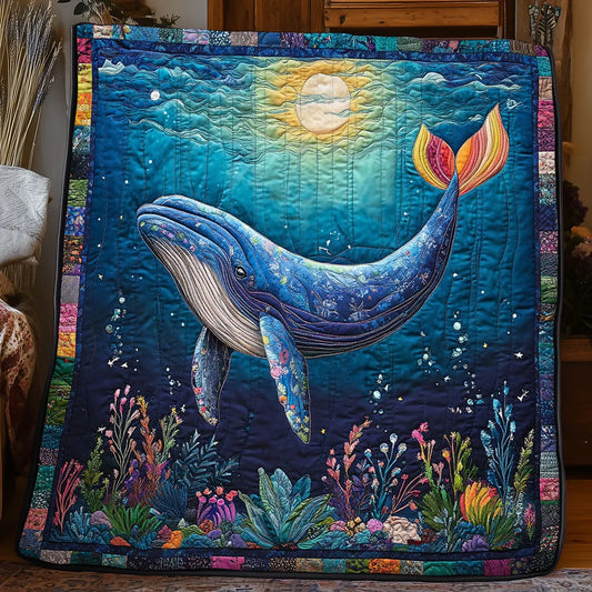 Under The Moon Whale Quilt Blanket