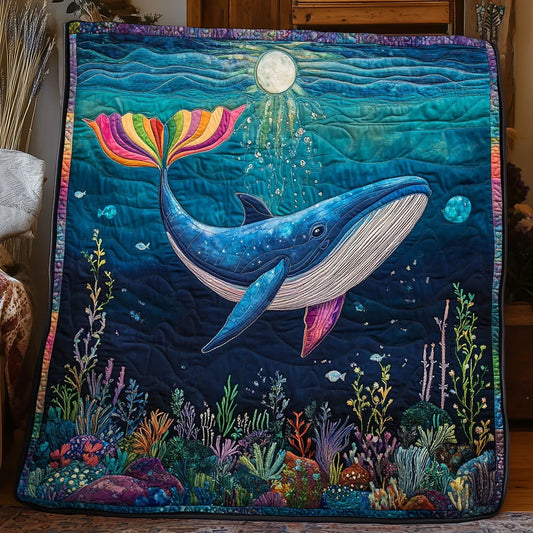 Under The Moon Whale Quilt Blanket