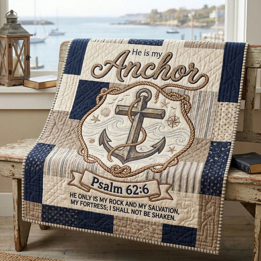 Unshaken Faith Anchor Quilt Blanket