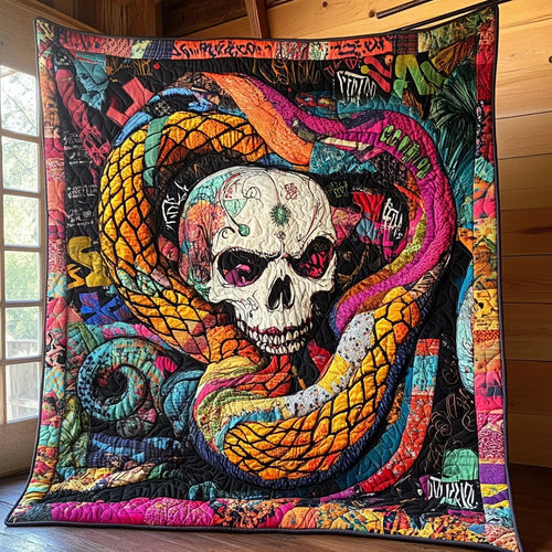 Urban Graffiti Skull Quilt Blanket