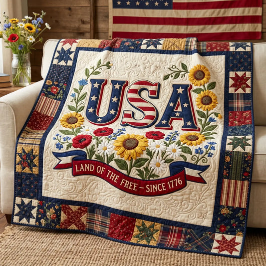 Usa Land Of The Free Quilt Blanket