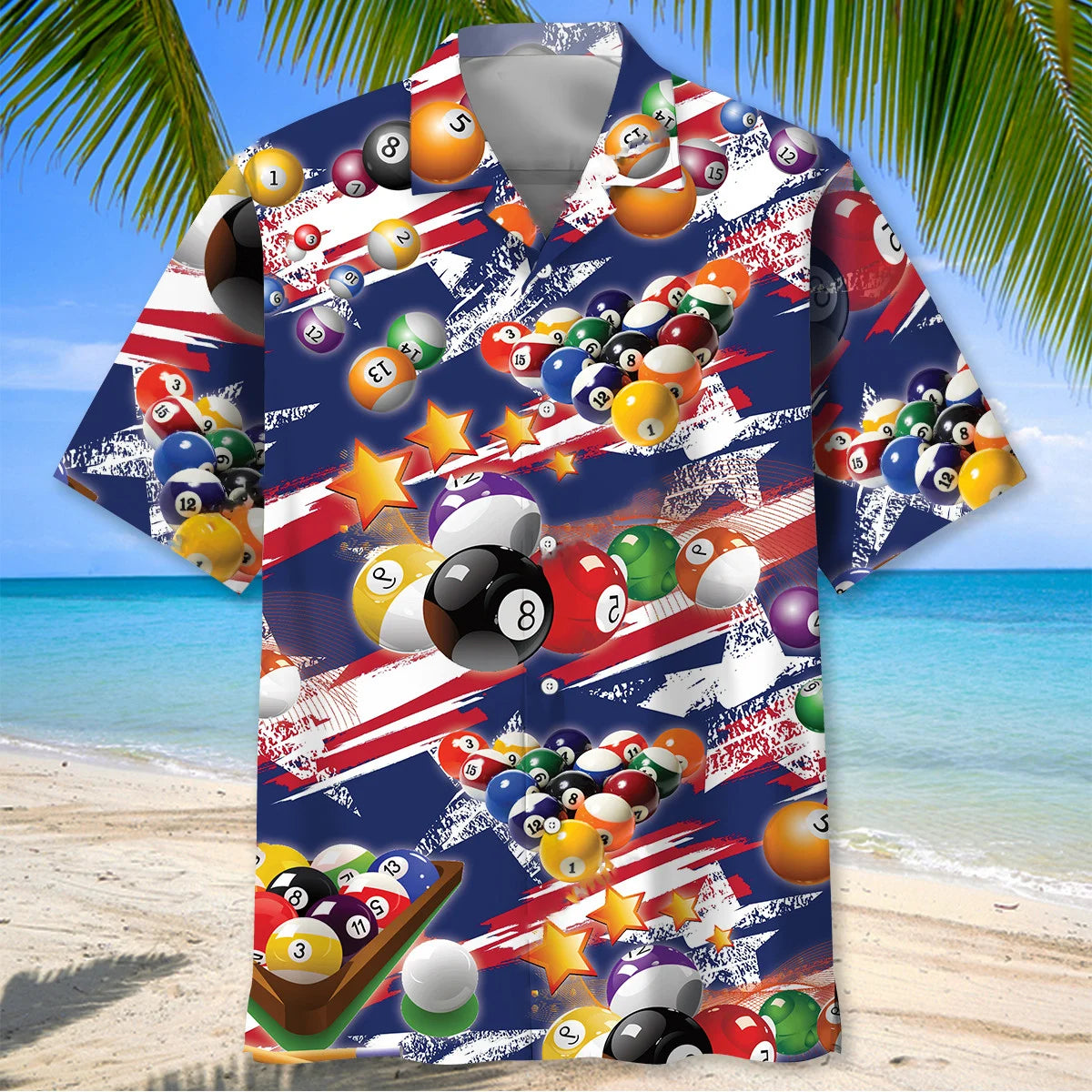 Usa Billiards Hawaiian Shirt, patriotic gift for 4th of July (view 2)