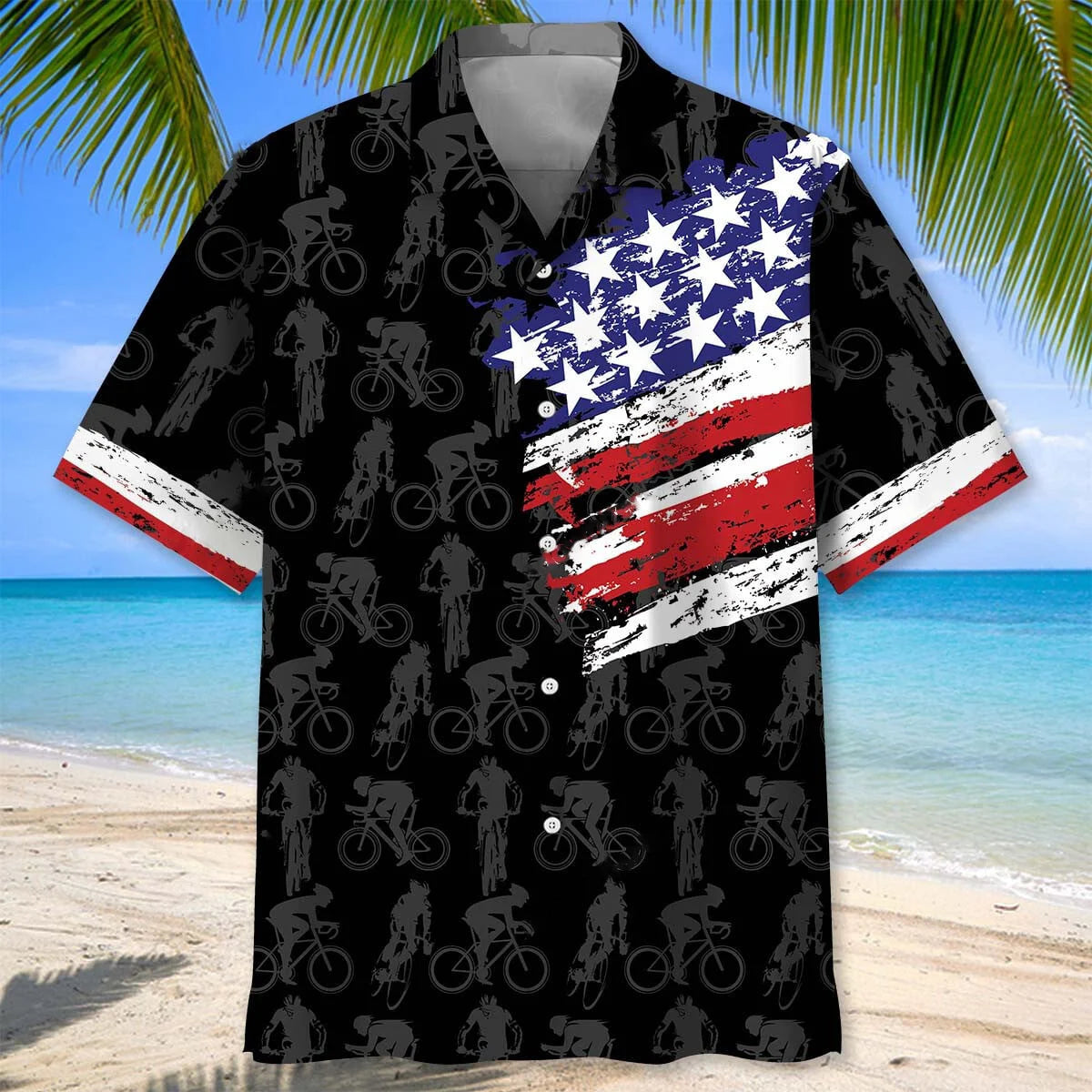 Usa Cycling Hawaiian Shirt, patriotic gift for 4th of July