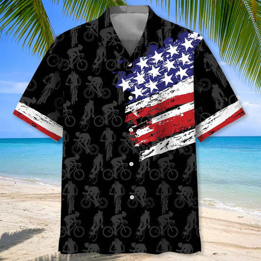 Usa Cycling Hawaiian Shirt, patriotic gift for 4th of July