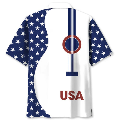 Usa Guitar Hawaiian Shirt, patriotic gift for 4th of July (view 2)