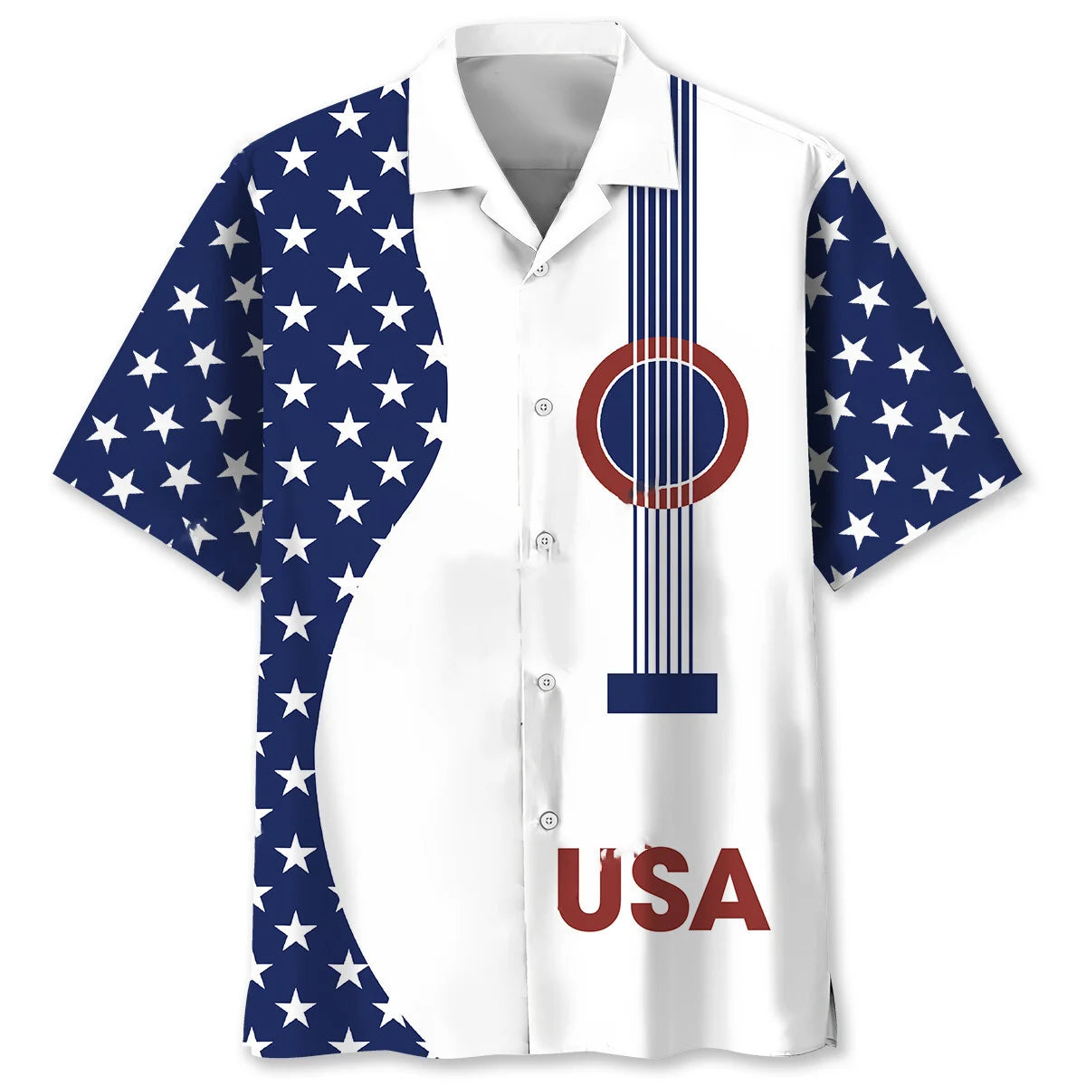 Usa Guitar Hawaiian Shirt, patriotic gift for 4th of July (view 4)