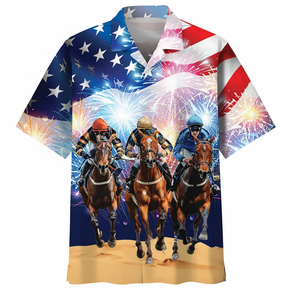 Usa Jockey Horse Racing Hawaiian Shirt, patriotic gift for 4th of July (view 2)